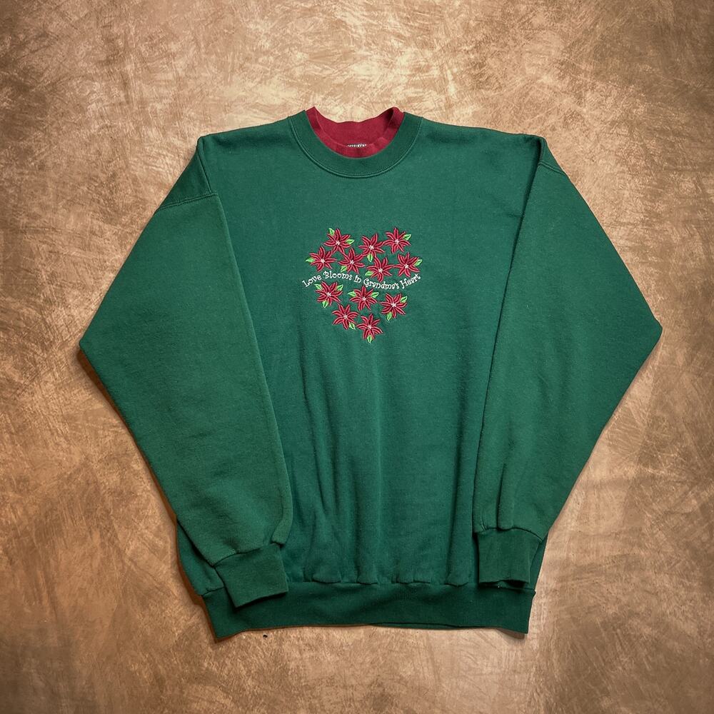 M&C Sportswear Vintage 90s Love Blooms in Grandma's Heart Embroidered Sweatshirt